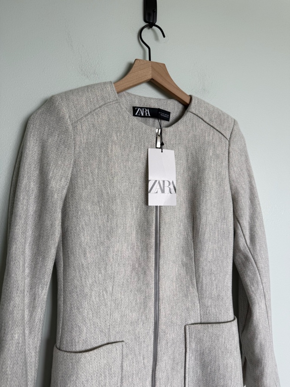 Zara Zip Up Grey Light Weight Coat - Picture 3 of 6